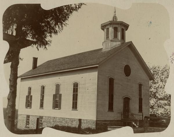 Exterior view of the Methodist Episcopal Church. The church was dedicated by Bishop Fellows.