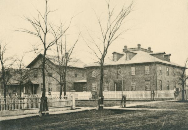 Exterior of the Cadle Home, an Episcopal Home for aged people. The Cadle Home was named for Reverend Cadle who went to Green Bay in 1829 as the first local Episcopal Missionary to the Indians. The Cadle Home was destroyed by fire.