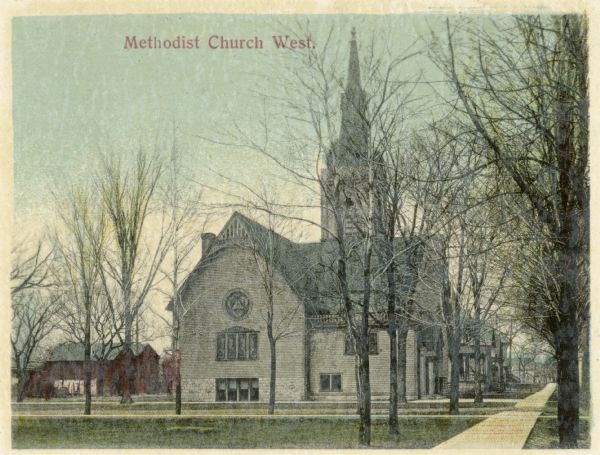 Caption reads: "Methodist Church West." St. Paul's Methodist Episcopal Church at Chestnut and Hubbard Streets.