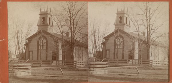 Stereograph of the exterior of St. Matthews Church.