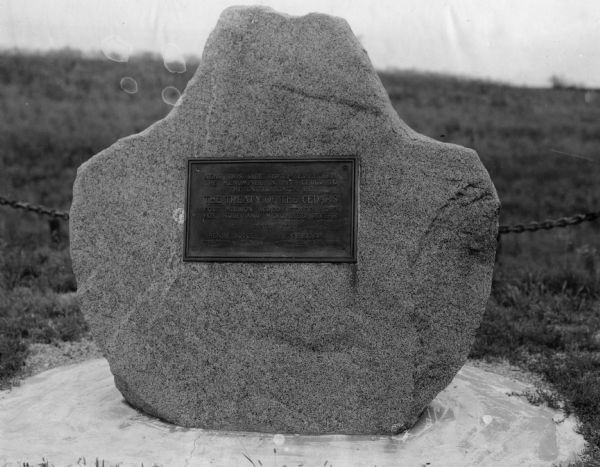 A monument marking the Treaty of the Cedars.