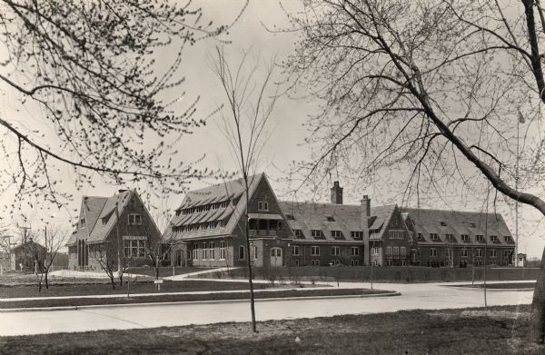 The American Club, a fine club house for workers in a modern industrial villiage near Sheboygan. It was built by Kohler Manufacturing Company as a part of their model city.