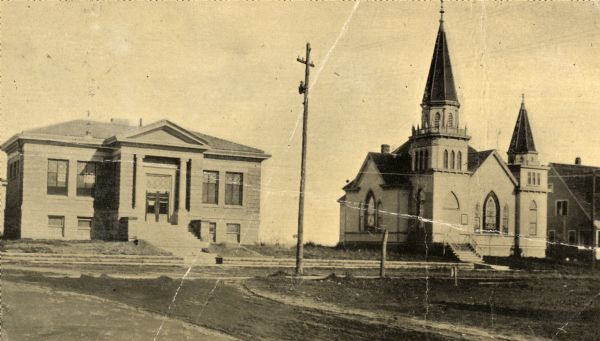 The Public Library and Congregational Church in Ladysmith.