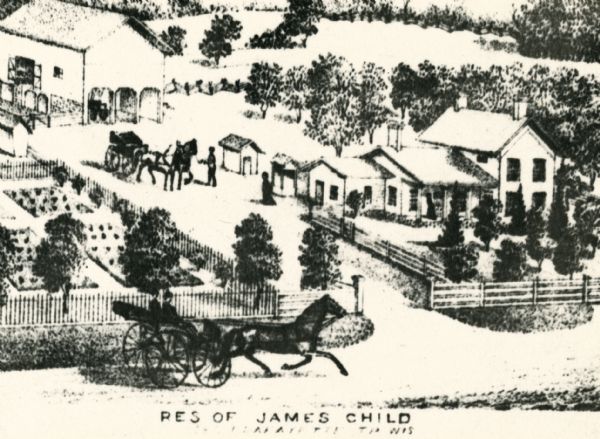 Detail from atlas of the home of James Child who settled in 1847.