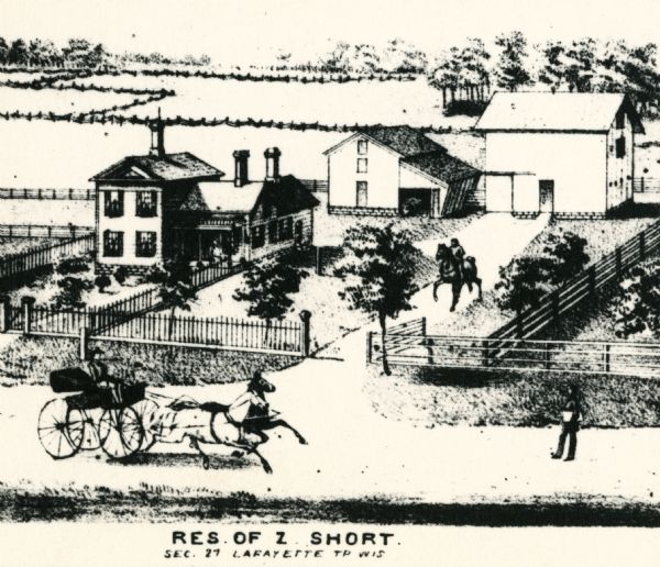 Detail from atlas of the home of Z. Short who settled in 1842.