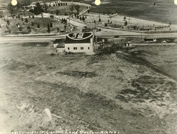 Aerial view of the Lake Delton Airport.