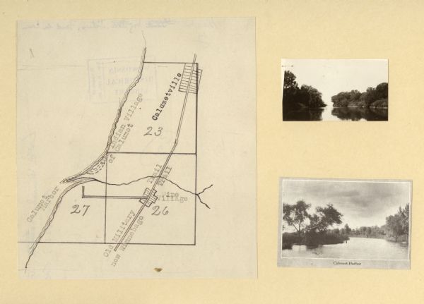 Calumet Harbor on Lake Winnebago. On the left is a map, and on the right are two images, one captioned: "Calumet Harbor".