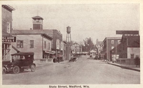 State Street in Medford. Caption reads: "State Street, Medford, Wis."