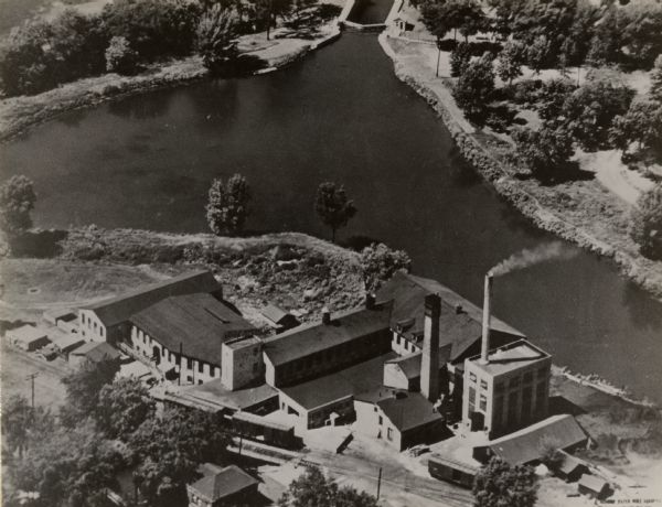 Aerial view of the George A. Whiting Paper Mill.