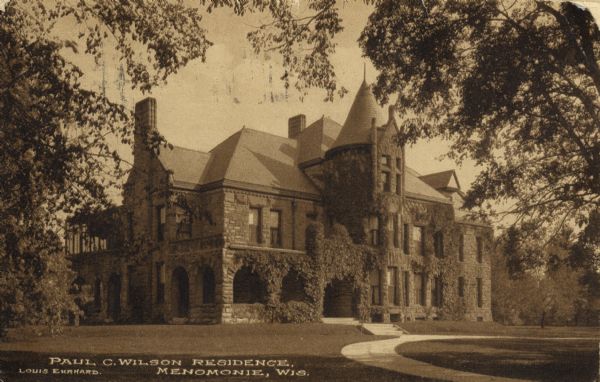 The home of Paul C. Wilson. Harvey Ellis, architect. Caption reads: "Paul C. Wilson Residence, Menomonie, Wis."