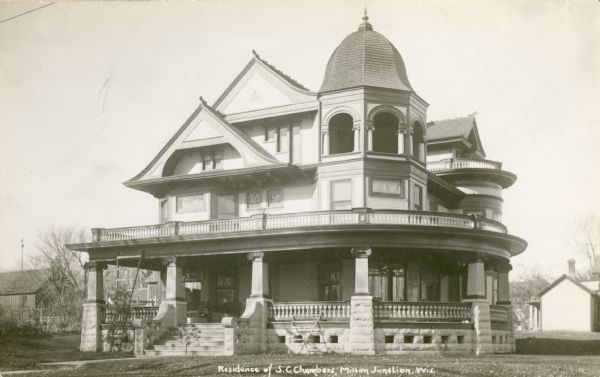 The home of S.C. Chambers. Caption reads: "Residence of S.C. Chambers, Milton Junction, Wis."