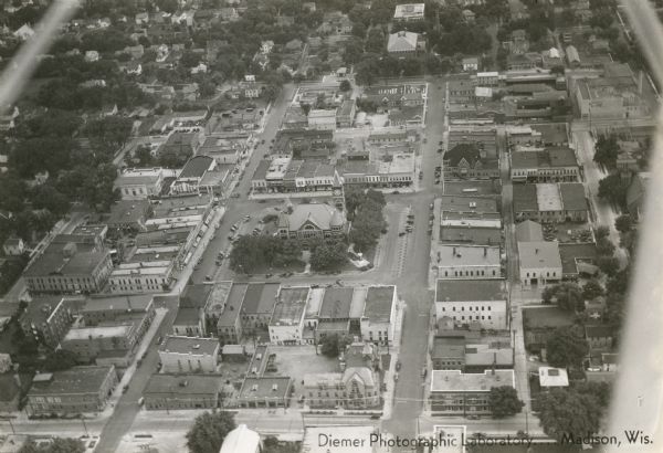 Aerial view of downtown.