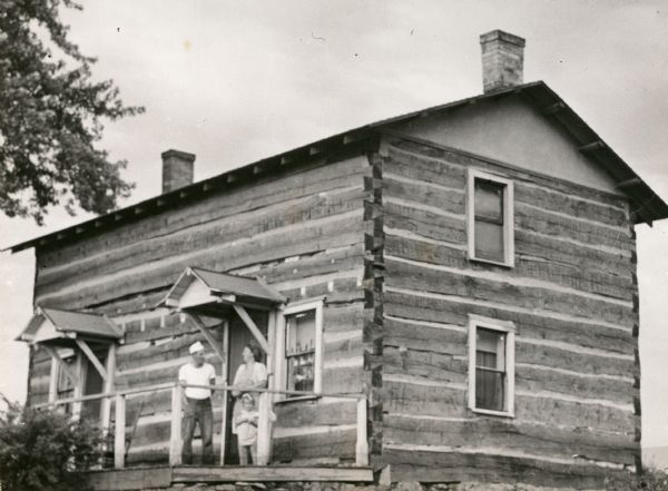 The Mordecai Kelly log cabin on Highway 11. The cabin was built on Mordecai Kelly's 160-acre farm in the late 1840's.