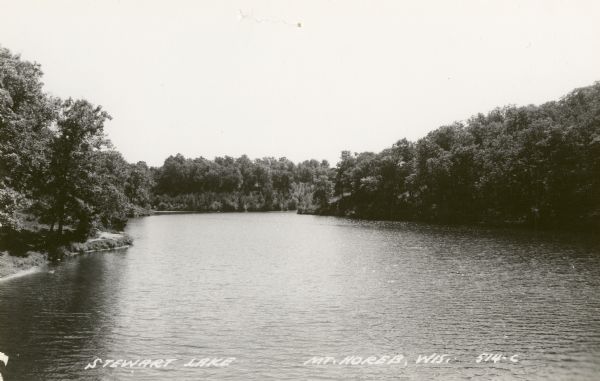 Stewart Lake. Caption reads: "Stewart Lake, Mt. Horeb, Wis."