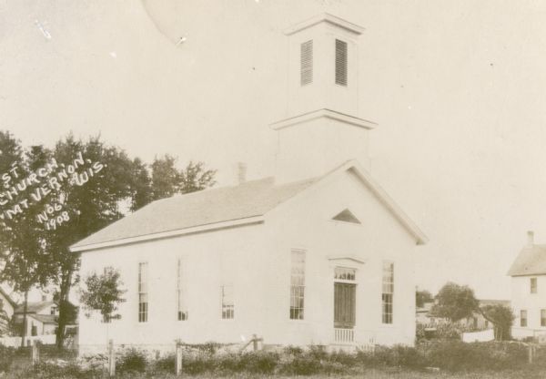 Baptist Church. Caption reads: "[Bapti]st Church, Mt. Vernon, Wis."