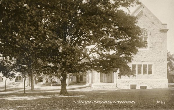 Sideview of Nashotah Mission, library about 1915-20(?). Caption reads: "Library, Nashotah Mission."