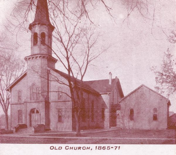 Presbyterian church (old church). Caption reads: "Old Church, 1865-71".