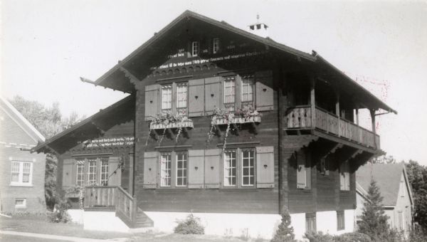 Barlow "Chalet of the Golden Fleece," New Glarus, Wisconsin. Built as a home by Edwin Barlow, it was later given to the town for use as a museum of Swiss memorabilia.