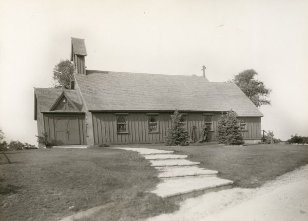 Holy Innocents Protestant Episcopal Church "at the northeast corner of the intersection of Highway 16 with a road which goes north and south from Delafield through Nashota toward Stone Bank. I believe it is known as County Trunk "C" but I am not positive at this time. This church has been in existence for quite a number of years and it was formerly spoken of by the old residents as the Pine Lake Church. It is about half a mile west of the old Swedish Church referred to in New Upsala."