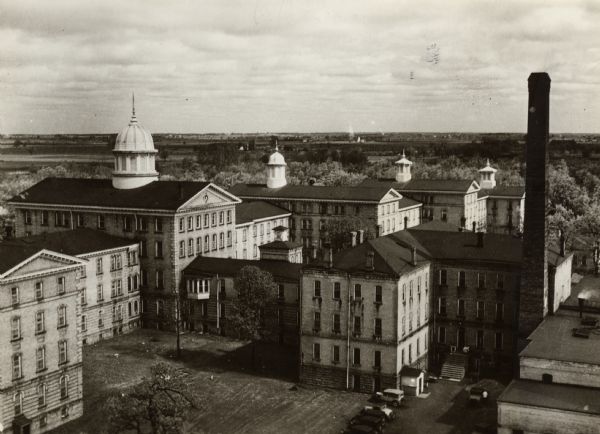 Elevated view of the Northern Wisconsin Hospital for the Insane.