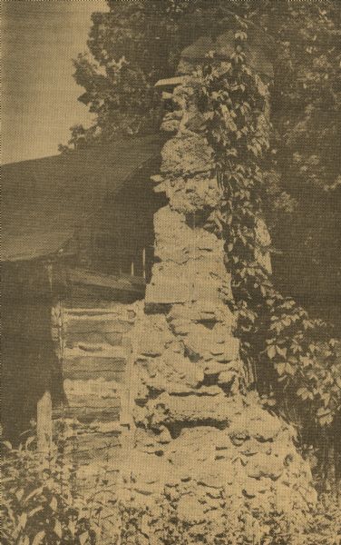 Cottage built by Marie Gatter beginning in the 1920s along the shore road in the park. It was razed in the winter of 1960-61. The chimney was originally part of Even Nelson's cooper shop which had been erected on this site in 1852.