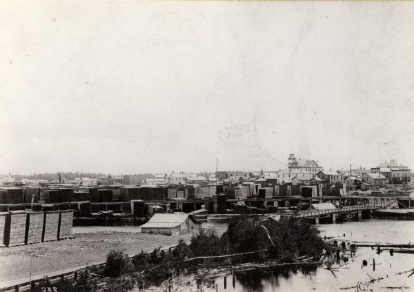 Elevated view of the town as it appeared before the fire of 1894.