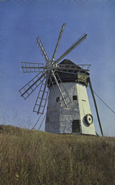 A windmill built as a co-operative enterprise by area Finnish settlers about 1910 and now preserved as a tourist attraction. The windmill is located about fourteen miles east of Superior, Wisconsin.