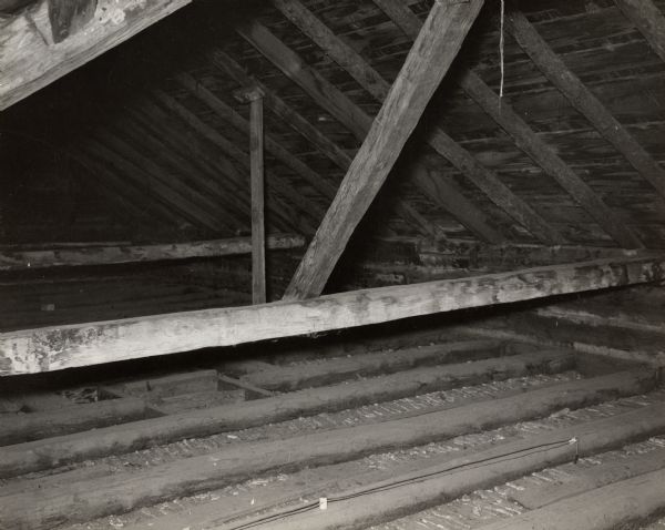 Detail of the interior construction of the loft at the Fort Winnebago hospital.