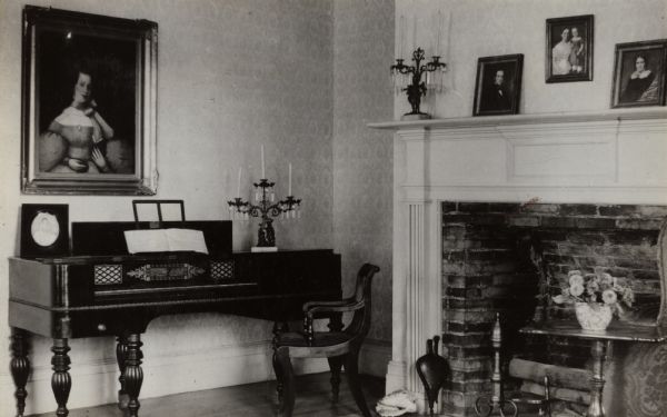 An interior view of the parlor in the Indian Agency House.