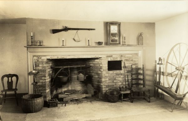 Indian Agency House near the site of Fort Winnebago. This is an interior view of the kitchen hearth.