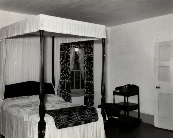 Indian Agency House, near the site of Fort Winnebago. This is an interior view of a corner of a bedroom.
