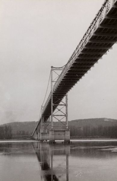 The Highway bridge over the Mississippi River, erected in 1931-1932. View looking west toward Iowa.