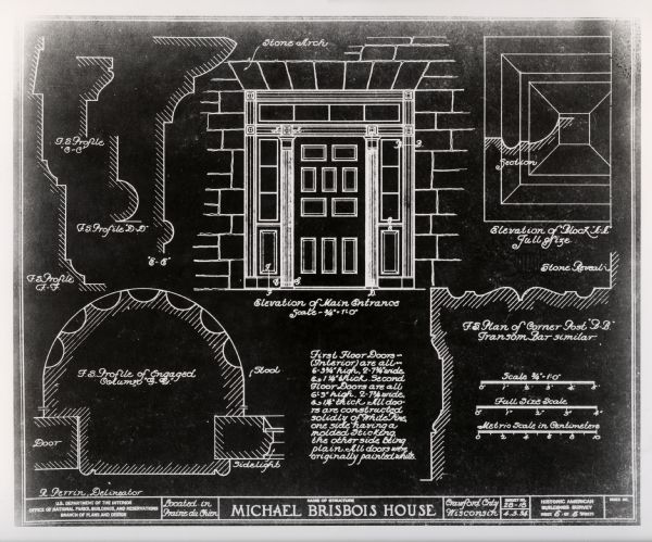 A blueprint of a survey done of the Michael Brisbois House.