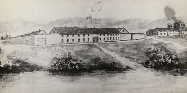 A view of Fort Crawford (the second site and buildings of 1829-?).