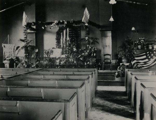 The interior of the Methodist Episcopal Church.
