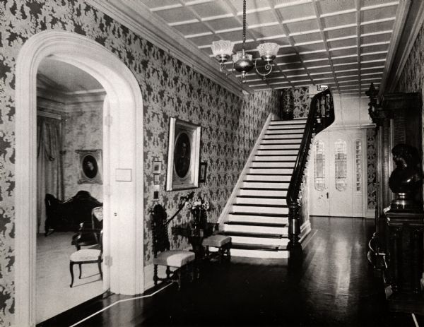 Interior view of the front hallway of Villa Louis.