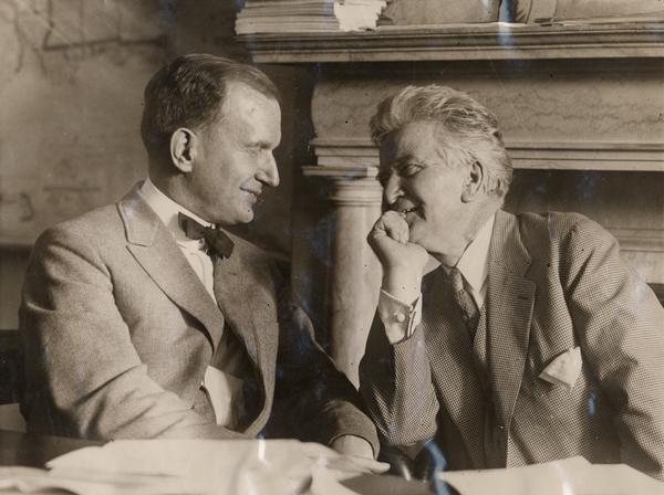 Republican Senator and independent, third-party presidential candidate, Robert M. La Follette, Sr., chats with Senator Burton K. Wheeler, a Democratic senator from Montana, his vice-presidential running mate.