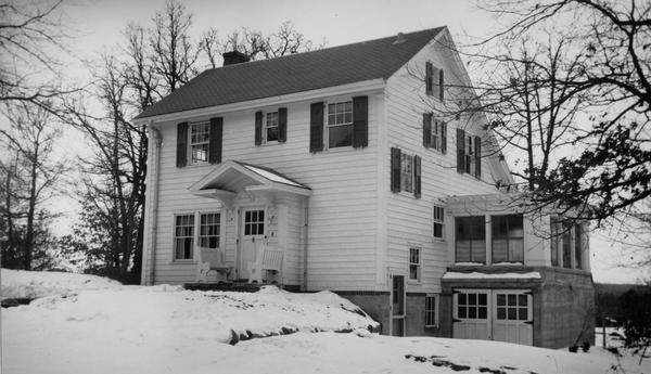 A wintertime view of the residence of Professor A.S. Flint at 122 Bascom Place.