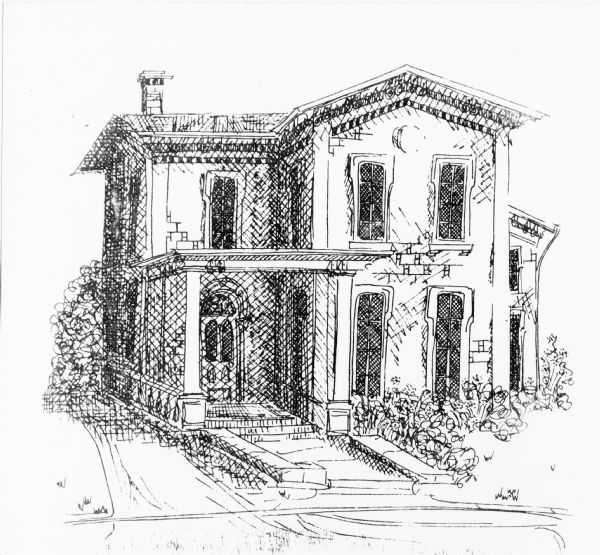 Illustration of the Van Slyke house at 510 North Carroll Street built by Napoleon Bonaparte Van Slyke in 1863.