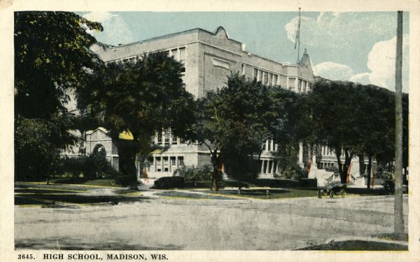 Central High School. Caption reads: "High School, Madison. Wis."