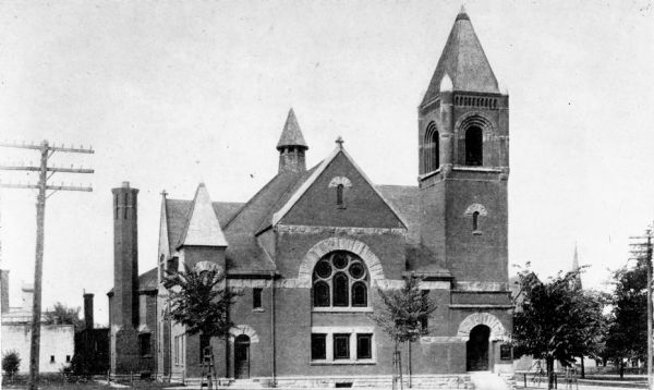 Exterior view of Christ Presbyterian Church from a booklet of views of Madison.