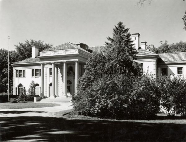 The front facade of the Executive Mansion, 99 Cambridge Road, Maple Bluff.