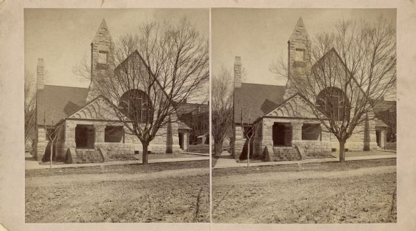 Stereograph of the First Unitarian Church, which stood on Wisconsin Avenue near the Post Office.