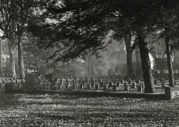 A Confederate Rest at the Forest Hill Cemetery, with graves of Confederate soldiers who died as prisoners of war in Madison, Wisconsin, in 1862.