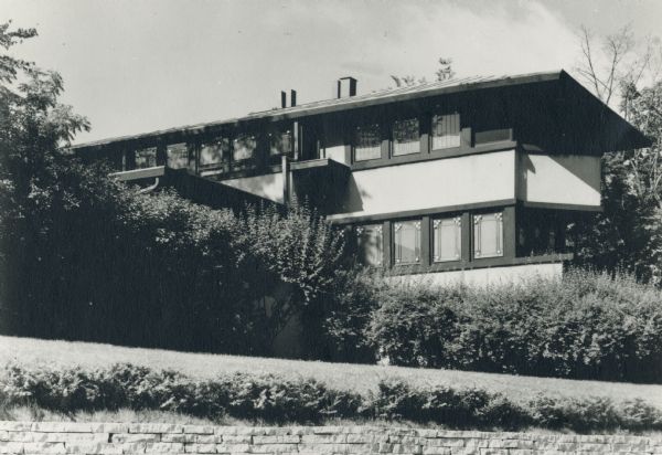 A view from the east of the Gilmore-Weiss House, 120 Ely Place, designed by Frank Lloyd Wright.