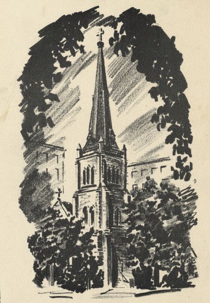Drawing of the exterior of the Grace Episcopal Church