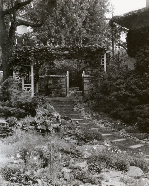 The garden stairs of the Lucien M. and Mary E. Vilas Hanks residence, 525 Wisconsin Avenue.
