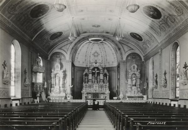The interior of the Holy Redeemer Catholic Church, 126 (120) West Johnson Street.