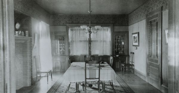Dining room of the home of Professor Joseph Jastrow, 237 Langdon Street.