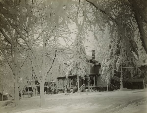 Winter view of the Elisha Keyes residence at the corner of Gorham and North Pinckney Streets.